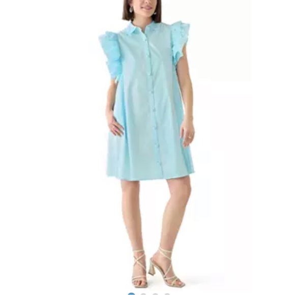 Crown & Ivy Sky Blue Ruffle Mini Dress - Picture 1 of 8